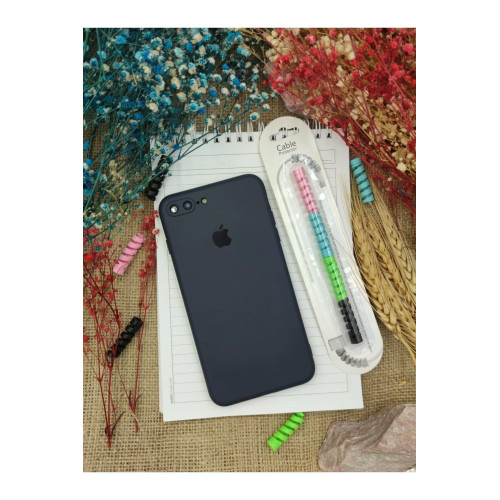Apple Iphone 7plus/8plus Uyumlu Logolu Yumuşak Şeffaf Renkli Kılıf Lacivert