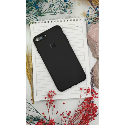 Apple Iphone 7plus/8plus Uyumlu Logolu Yumuşak Şeffaf Renkli Kılıf Siyah