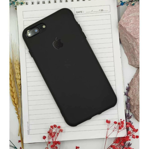 Apple Iphone 7plus/8plus Uyumlu Logolu Yumuşak Şeffaf Renkli Kılıf Siyah