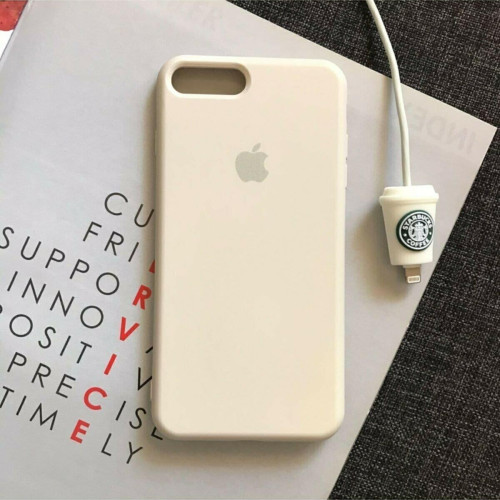 Apple Iphone 7plus/8plus Uyumlu Logolu Yumuşak Şeffaf Renkli Kılıf Beyaz