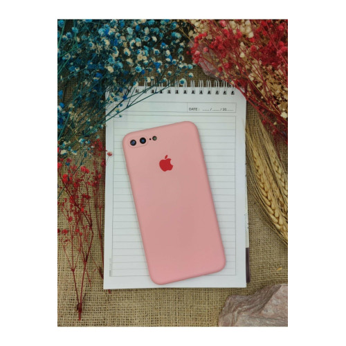 Apple Iphone 7plus/8plus Uyumlu Logolu Yumuşak Şeffaf Renkli Kılıf Pembe