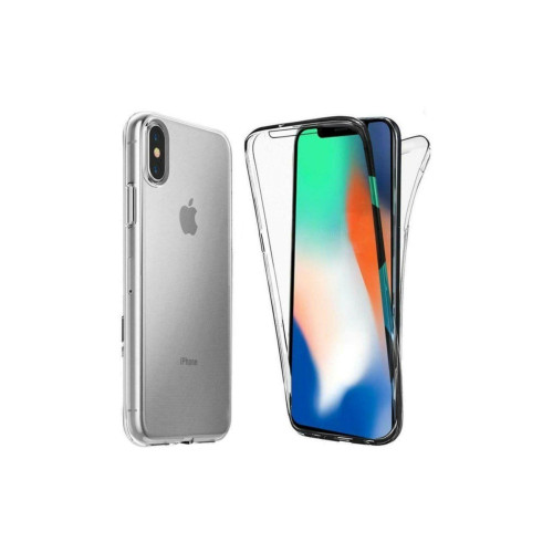 Apple Iphone X Xs Kılıf 360 Derece Tam Koruma Şeffaf Pembe Çerçeve Kılıf