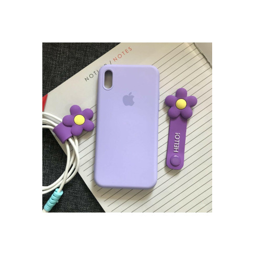 Apple Iphone X/xs Uyumlu Koruyucu Yumuşak Silikon Kılıf Lila Logolu