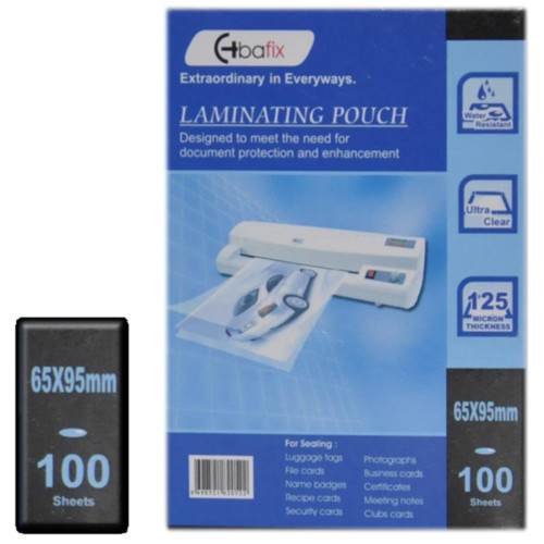 Bafix Laminasyon Filmi 6.5 Cm X 9.5 Cm 125 Micron 100 LÜ (1 paket 100 adet)