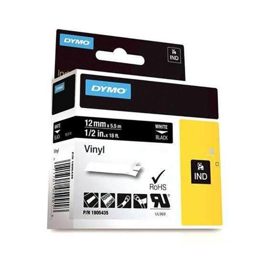 Dymo Rhinopro Renkli Vinil Şerit 12 mm x 5.5 Metre Yeşil/Beyaz 1805414