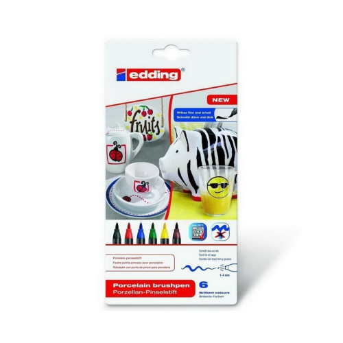 Edding Porselen Kalemi Fırça Uçlu 1 MM- 4 MM 6'Lı Set Standart Renkler 4200