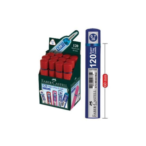 Faber-Castell Min Grip Süper Fine Lead 2B 120 Lİ 60 MM 0.7 MM Açık Mavi (1 Paket 12 Tüp)