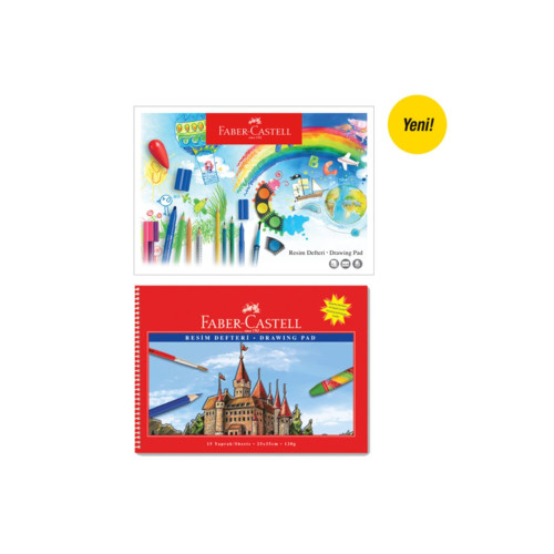 Faber-Castell Resim Defteri Spiralli Karton Kapak 15 Yaprak 35x50 Resim Defteri 120 (1 Paket 12 Adet)