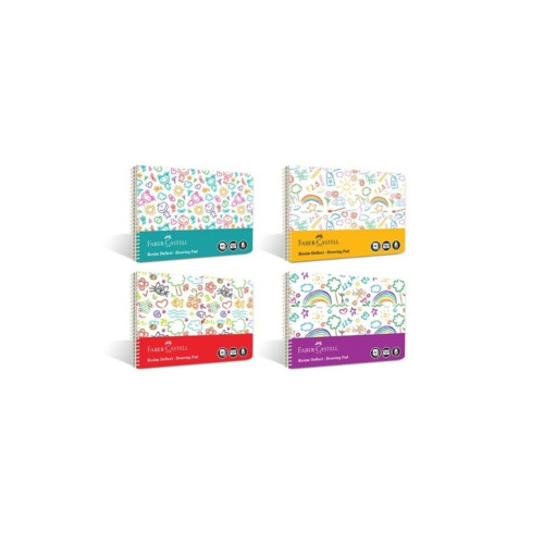 Faber Castell Resim Defteri Spiralli Plastik Kapak Eğlenceli 35x50 Cm Resim Defteri (12 Li Paket)