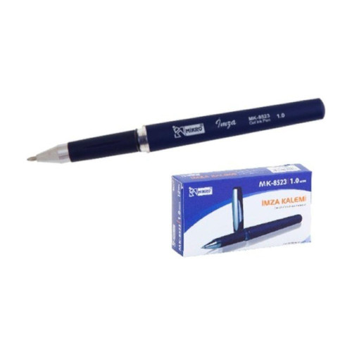 Mikro Roller Kalem Jel Bilye Uçlu 1.0 MM Mavi İmza Kalemi (12 Li Paket)