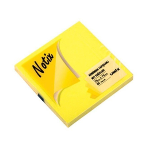 Notix Yapışkanlı Not Kağıdı 80 Yaprak 75 x 75 mm Fosforlu Sarı (1 Paket 12 Adet)