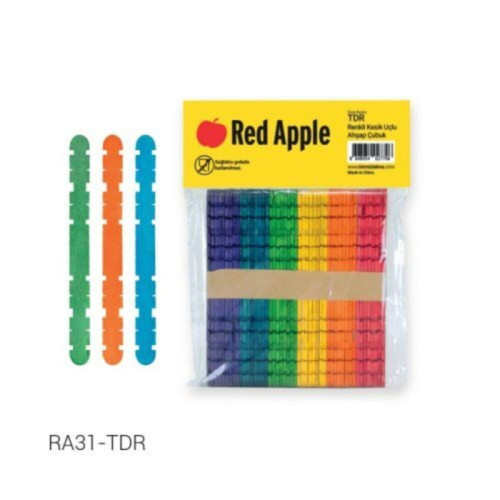 Red Apple Tahta Çubuk Kesik Uçlu Renkli TDR