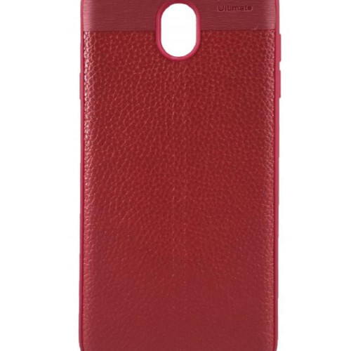 Samsung Galaxy J5 Pro (J530) Kılıf Yumuşak Silikon Arka Kapak Kırmızı Deri Desenli