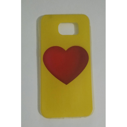 Samsung Galaxy S6 (G9200) Yumuşak Premier Silikon Kılıf Sarı Kalpli
