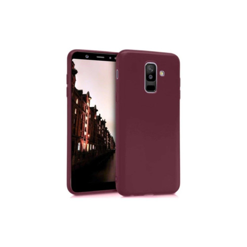 Samsung Galaxy J8 Kılıf Klasik Mat Renkli Yumuşak Premier Silikon Kılıf Galaxy J8 Premier Mürdüm