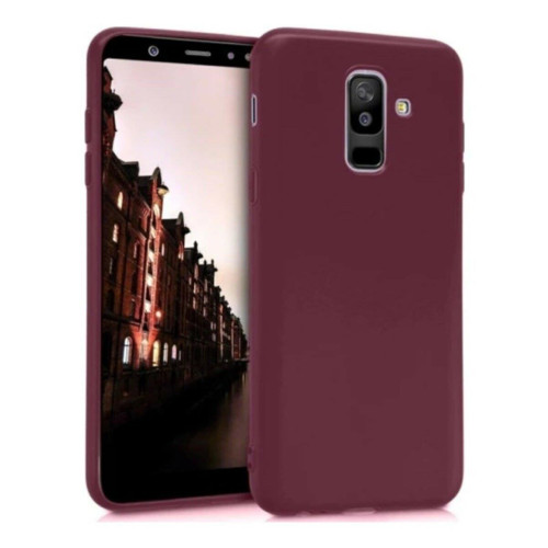 Samsung Galaxy J8 Kılıf Klasik Mat Renkli Yumuşak Premier Silikon Kılıf Galaxy J8 Premier Mürdüm