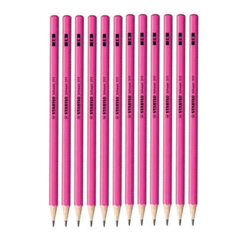 Stabilo Kurşun Kalem Mercanlı 2B Köşeli Neon Pembe (12 Li Paket)