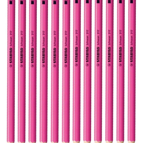 Stabilo Kurşun Kalem Mercanlı 2B Köşeli Neon Pembe (12 Li Paket)