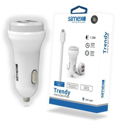 Universal Micro 2400 Mah Trendy 2ın1 2 Usb'li Araç Şarj Seti