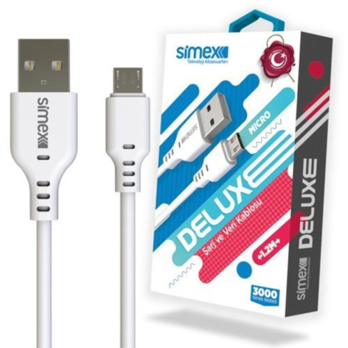 Universal Micro Deluxe Şarj Ve Veri Kablosu Beyaz