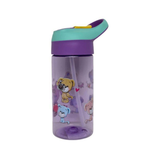Vagonlife Unisex Çocuk Renkli Desenli Pipetli Okul Suluğu 500 ml (Karışık Renk 1 Adet)