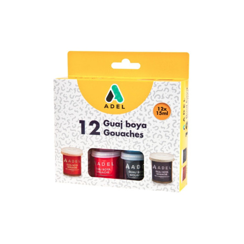 Adel Guaj Boya Karton Kutu Şişe 15 ML 12 Renk 234 0612 101