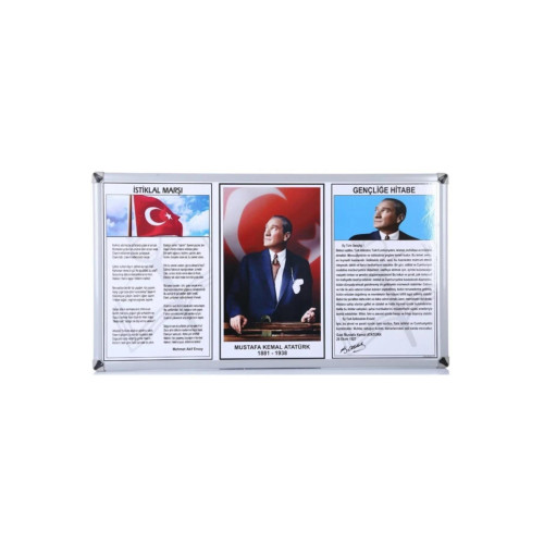 Akyazı Milli Levha Metal Çerçeve 3 Lü 50 x 90 CM Metal Çerçeveli Milli Levha
