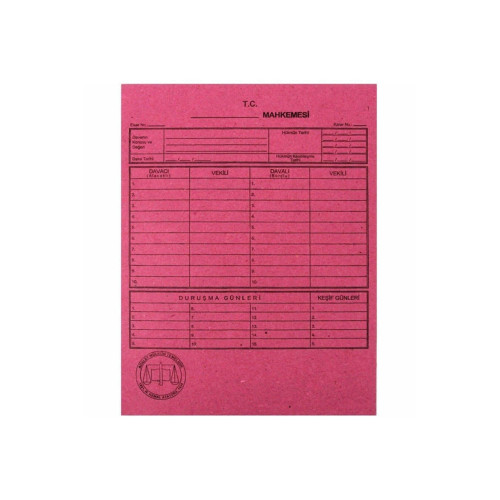 Alemdar Mahkeme Dosyası Pembe Dava Dosyası (250 Li Paket)