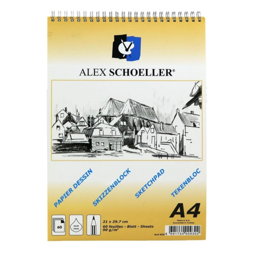 Alex Eskiz Blok A4 90 Gr Spiralli Dik 60 Yaprak A4 Spiralli Eksiz Bloğu