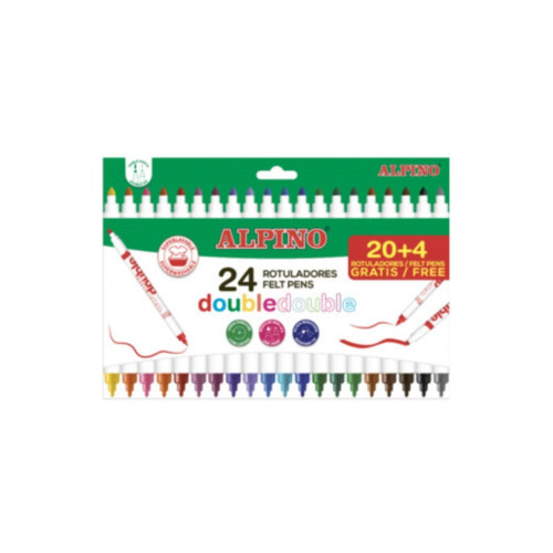 Alpino Double Çift Taraflı Keçeli Kalem 20+4