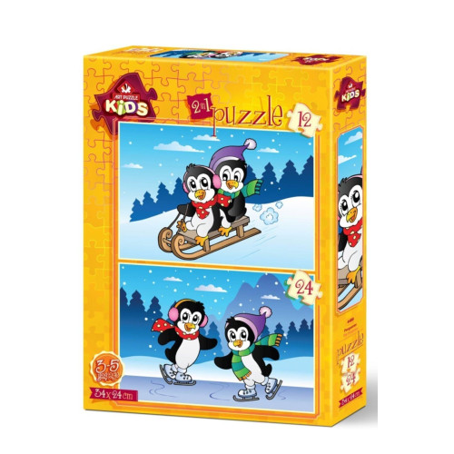 Art Çocuk Puzzle Penguenler 12+24 Parça Puzzle