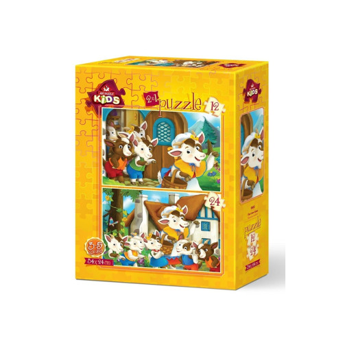 Art Çocuk Puzzle Sevimli Inekler 12+24 Parça Puzzle