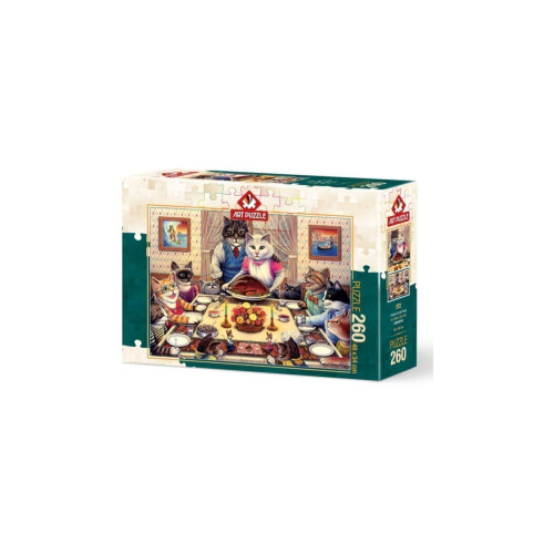 Art Puzzle Kedi Ailesi Ziyafette 260 Parça Puzzle