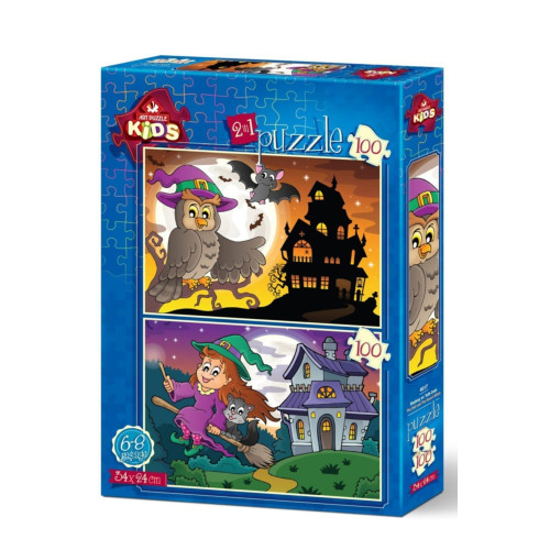 Art Puzzle 2x100 Parça Baykuş Ve Tatlı Cadı Çocuk Puzzle