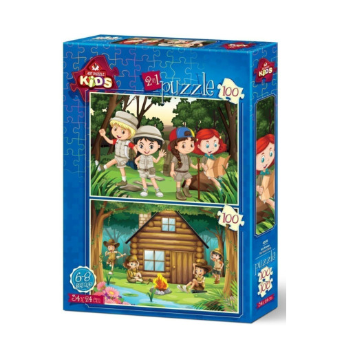 Art Puzzle 2x100 Parça İzci Kampı Çocuk Puzzle