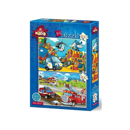 Art Çocuk Puzzle Polis ve İtfaiye 2x100 Parça Puzzle