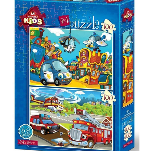 Art Çocuk Puzzle Polis ve İtfaiye 2x100 Parça Puzzle