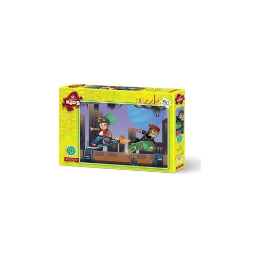Art Çocuk Puzzle Kaykaycı Çocuklar 50 Parça Puzzle