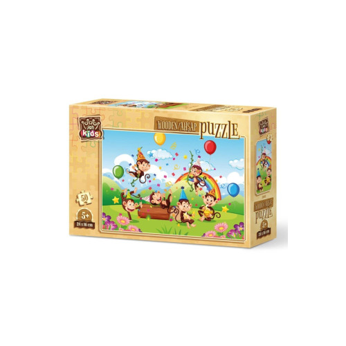 Art Puzzle Art Kids Maymunlar Partisi 50 Parça Ahşap Puzzle
