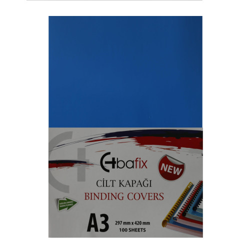 Bafix Cilt Kapağı Plastik Opak A3 160 Micron Mavi Cilt Kapağı 100 Lü Paket