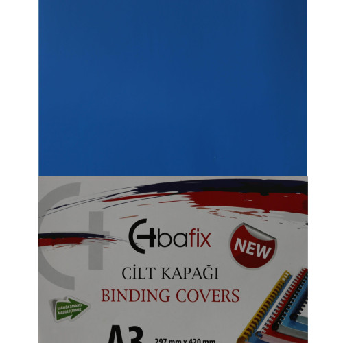 Bafix Cilt Kapağı Plastik Opak A3 160 Micron Mavi Cilt Kapağı 100 Lü Paket