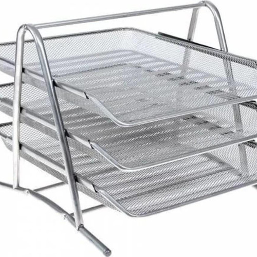Bafix Evrak Rafı Metal Perforeli 3 Lü Gri