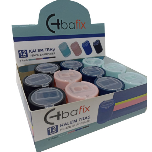 Bafix Kalemtıraş Çift Delikli Kapaklı Öğrenci Kalemtraş 12 Li Paket