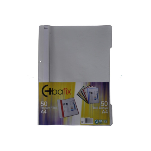 Bafix Telli A4 için Plastik Dosya 50'li - Gri (50 Li Paket)