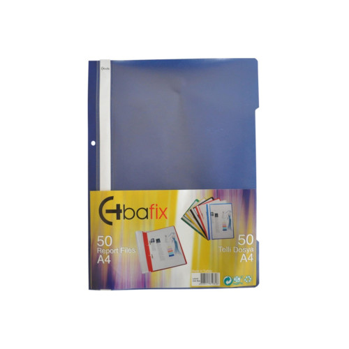 Bafix Telli A4 için Plastik Dosya 50'li - Lacivert (50 Li Paket)