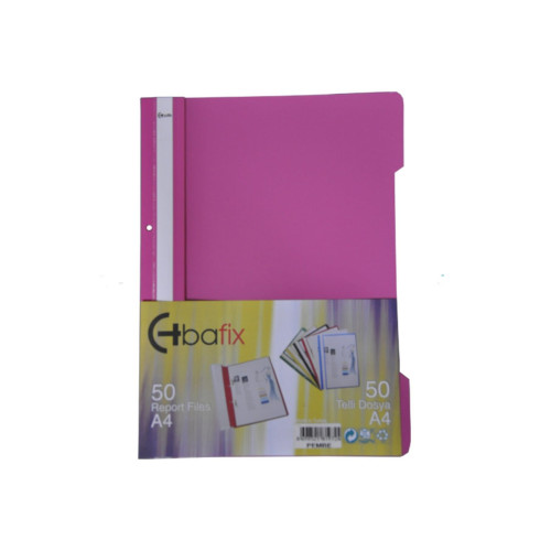 Bafix Telli A4 için Plastik Dosya 50'li - Pembe (50 Li Paket)