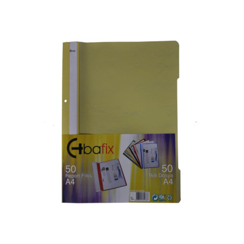 Bafix Telli A4 için Plastik Dosya 50'li - Sarı (50 Li Paket)