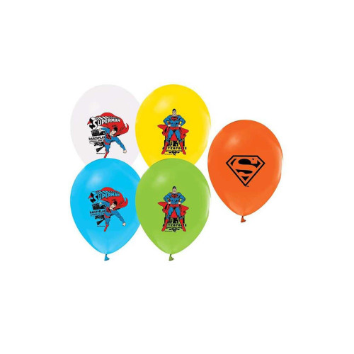 Balonevi Balon Superman Baskılı Pastel Renk 4+1 100 LÜ 0288