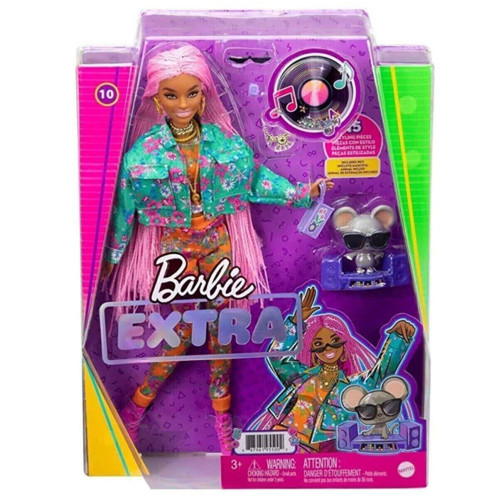 Barbie Extra Pembe Örgü Saçlı Bebek