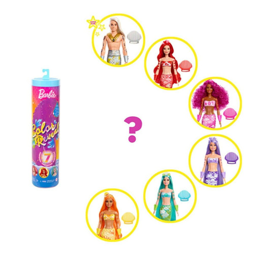 Barbie Color Reveal Renk Değiştiren Sürpriz Bebekler Gökkuşağı Deniz Kızı Serisi
